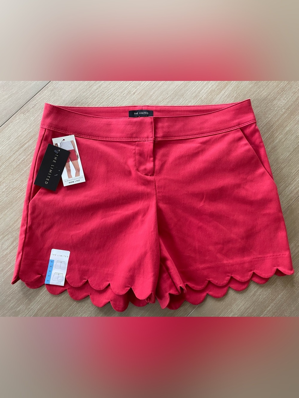 The Limited Red Scallop Hem Bermuda Shorts